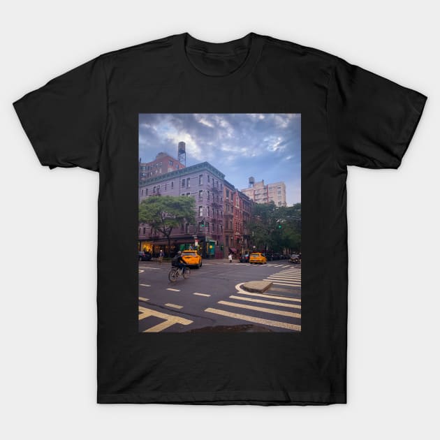 Upper West Side Yellow Cabs Biker Manhattan NYC T-Shirt by eleonoraingrid